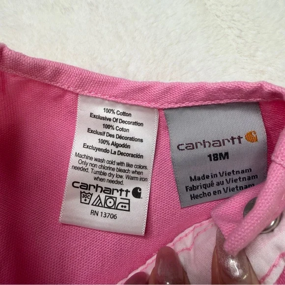 Carhartt Pink Overalls 18M Heart Hardware Utility Overalls - Picture 6 of 6